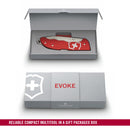 Victorinox Swiss Army Knife, Evoke Alox,  Folding, Large (136 mm) Silver Blade, Drop-Point Matte, Red Handle Pocket Knife