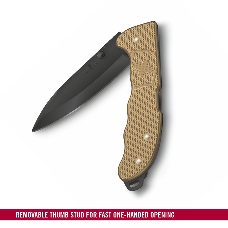 Victorinox Swiss Army Knife, Evoke Alox, Folding, Large (136 mm) Black Drop-Point Blade, Brown Handle | Pocket Knife
