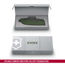 Victorinox Swiss Army Knife, Evoke Alox,  Folding, Large (136 mm) Black Clip-Point Blade,Olive Green Handle, Pocket Knife