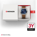 Wenger Vintage Classic Swiss-Made Analog Men's Wrist Watch, Squircle Case, Blue Dial, 37mm