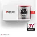 Wenger Vintage Classic Chrono Swiss-Made Men's Chronograph Wrist Watch Squircle Case, Quartz Movement, Black Dial, 40mm