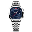 Wenger Vintage Classic Chrono Swiss-Made Men's Chronograph Wrist Watch  Squircle Case, Quartz, Blue Dial, 40mm