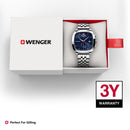 Wenger Vintage Classic Chrono Swiss-Made Men's Chronograph Wrist Watch  Squircle Case, Quartz, Blue Dial, 40mm