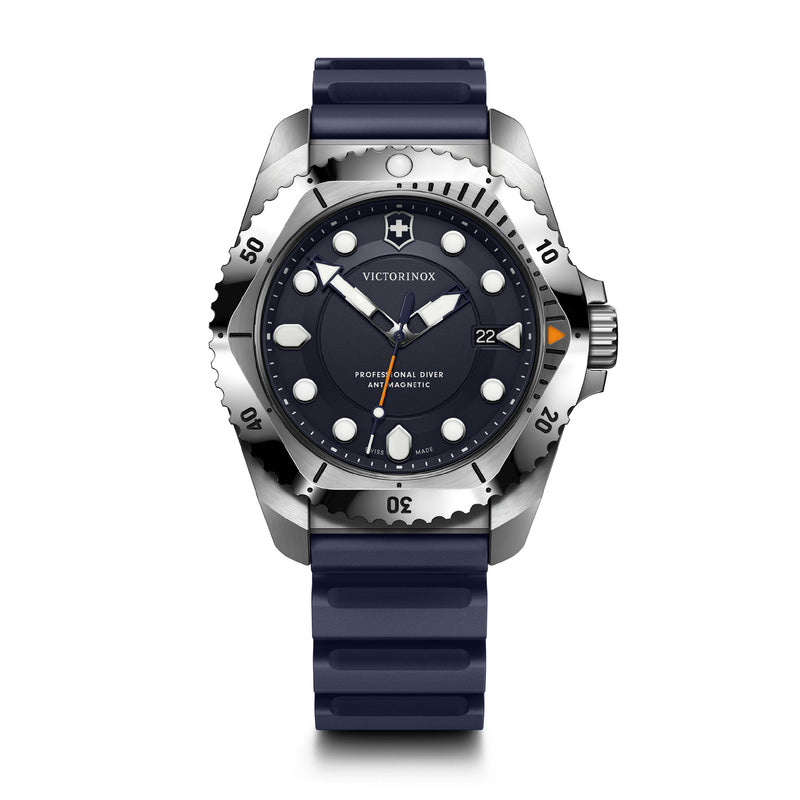 Victorinox Dive Pro, Blue Dial, 43 mm, Blue Rubber Strap, Large Swiss Made Quartz Watch