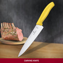 Victorinox Swiss Made Swiss Classic Carving Knife, Stainless Steel Meat and Large Vegetable Cutting Straight Blade Knife, Yellow, 19 Cm