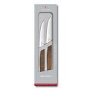 Victorinox Swiss Modern Stainless Steel Steak Knife 2 pieces Set Wavy Edge 12 cm Walnut Wood Swiss Made