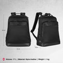 Victorinox Alox Nero, Backpack (17 litres) 15.6 Inch Laptop Pocket, 42 cm, Black, Nylon / Leather| Business Travel Office Bag