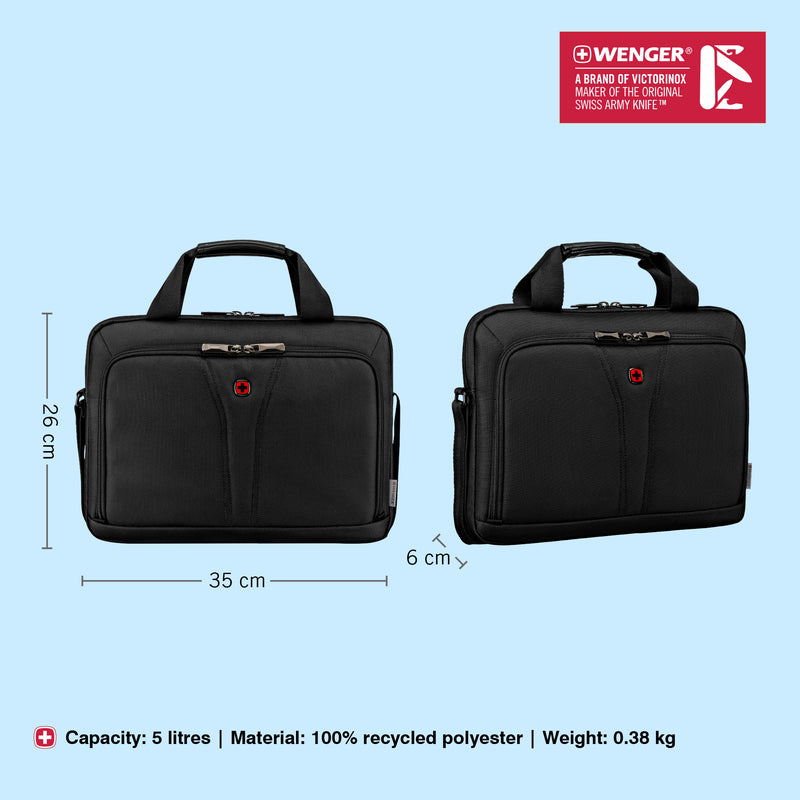 Wenger BC Free, 14-inch Laptop Bag With Handle, 5 litres, Black, Laptop Bag For Men and Women