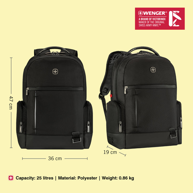 Wenger, Reload 15.6 Inches Laptop Backpack, 25 liters, Black, Travel Bag