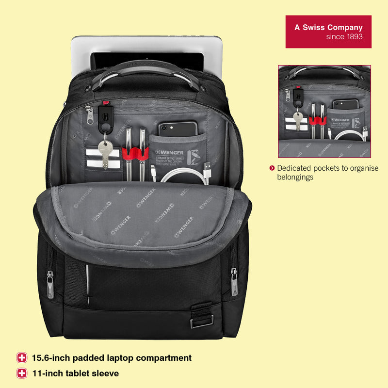 Wenger, Reload 15.6 Inches Laptop Backpack, 25 liters, Black, Travel Bag