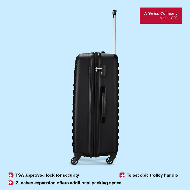 Wenger In-Flight Large Hardside Check-In Suitcase, 96 Litres, Black, Swiss Designed