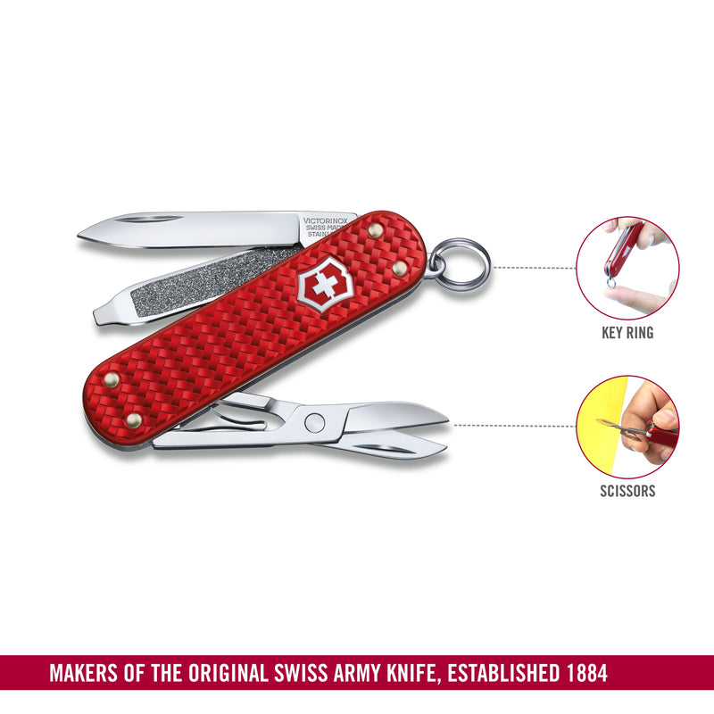 Victorinox Classic SD Precious Alox Swiss Army Knife 5 Functions 58 mm Red