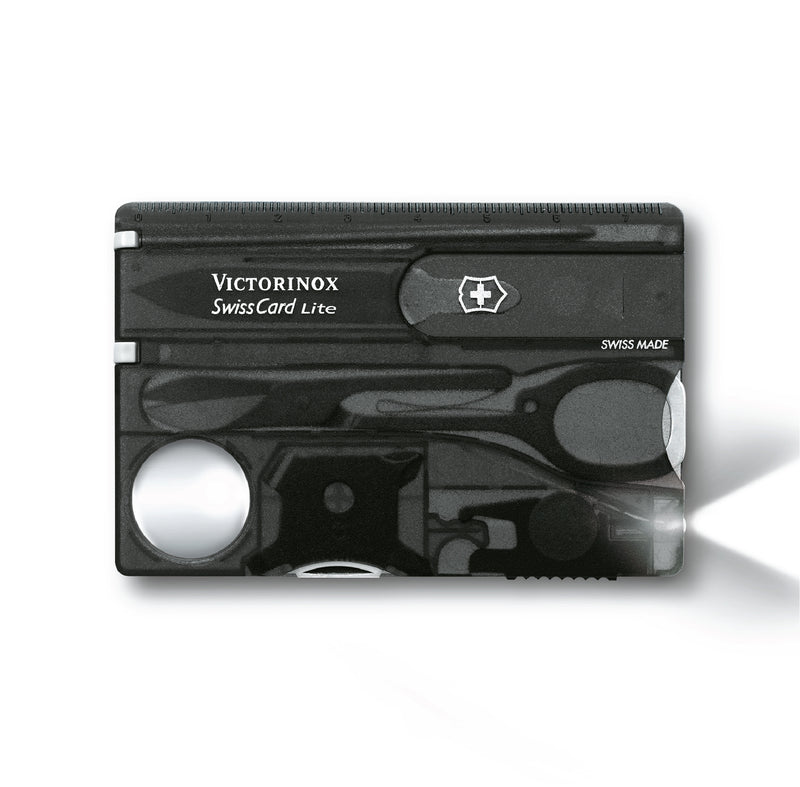 Victorinox Swiss Card Lite - 13 Functions, LED 82 mm Black Translucent