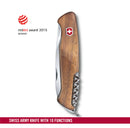 Victorinox Ranger Wood 55 Swiss Army Knife 10 Functions 130 mm Brown