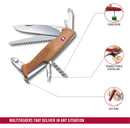 Victorinox Ranger Wood 55 Swiss Army Knife 10 Functions 130 mm Brown