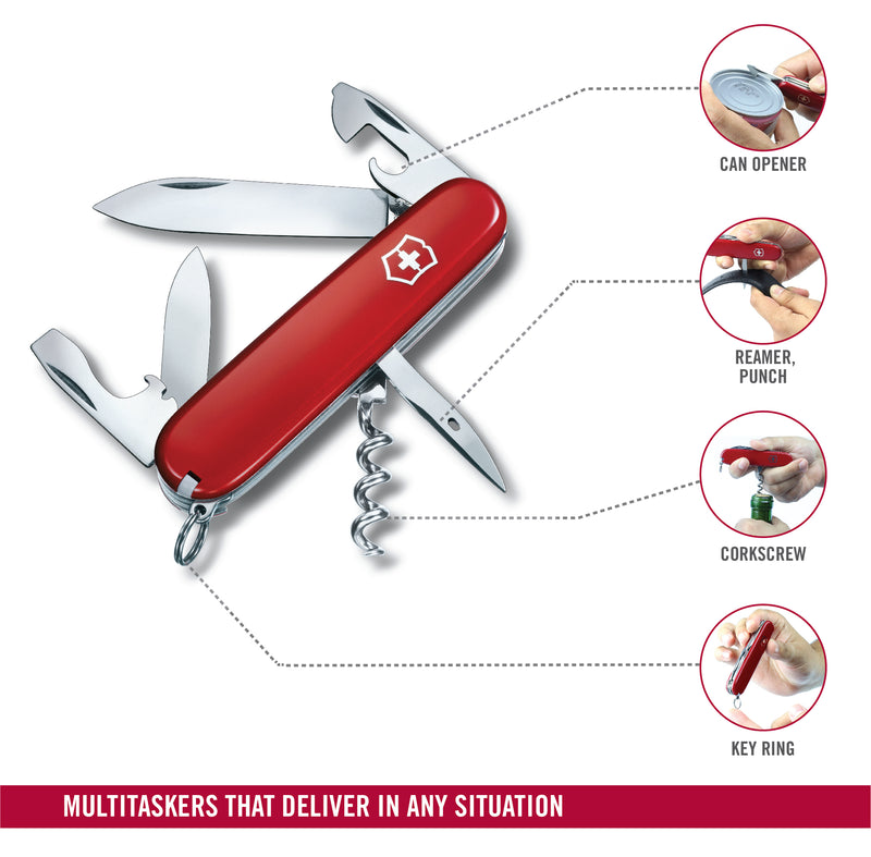 Victorinox Swiss Army Knife - Spartan - 12 Functions, DO-IT-YOURSELF Champion, Multitool and Survival Gadget - Red, 91 mm