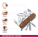 Victorinox Swiss Army Knife - Climber Wood Swiss Spirit Special Edition - 12 Functions - Walnut Wood, 91 mm