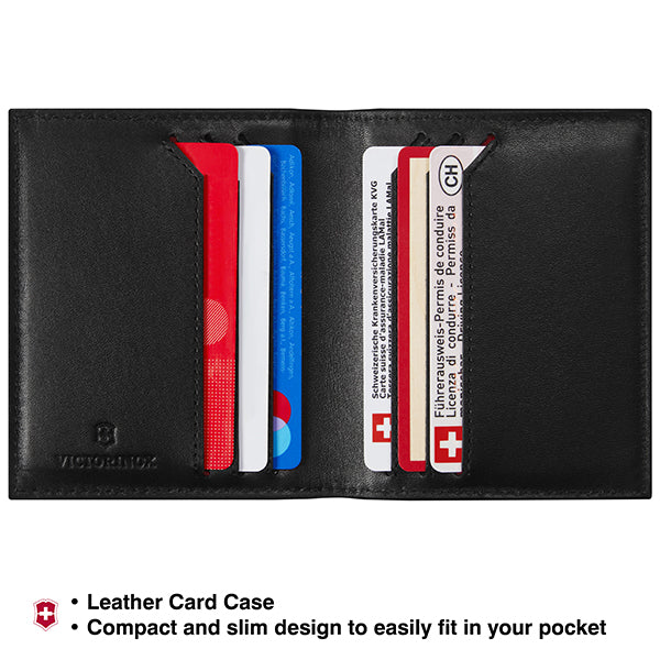 Victorinox Altius Alox,Leather Bi-Fold Card Case, Black