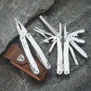 Swiss Tool Spirit X Plus ratchet with leather pouch 37 Functions 105 mm Silver
