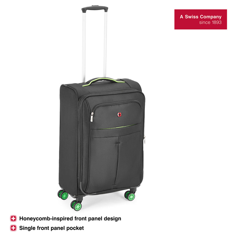 Wenger Fiero-Pro Medium Softside Suitcase, 69 Litres, Black/Green, Swiss designed-blend of style & function