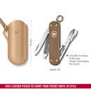 Victorinox Swiss Army Knife Accessory -Leather Pouch with Cord to carry your pocket knife in style - Wet Sand, 70mm