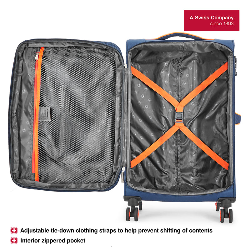 Wenger Fiero-Pro Medium Softside Suitcase, 69 Litres, Blue/Orange, Swiss designed-blend of style & function
