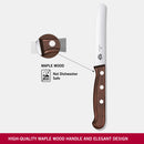 Victorinox Tomato & Table Knife for Vegetable Chopping, Serrated Edge, 11 cm, Maple Wood, Swiss Made