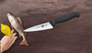 Victorinox Swiss Fibrox Carving Knife, Stainless Steel Vegetable & Fruit Cutting Straight Blade Knife, Black, 12 cm, Swiss Made