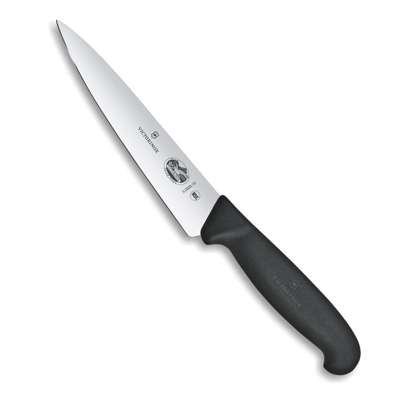 Victorinox Fibrox Stainless Steel Stamped Carving Knife, Straight Edge & Pointed Tip, 15 cm, Black