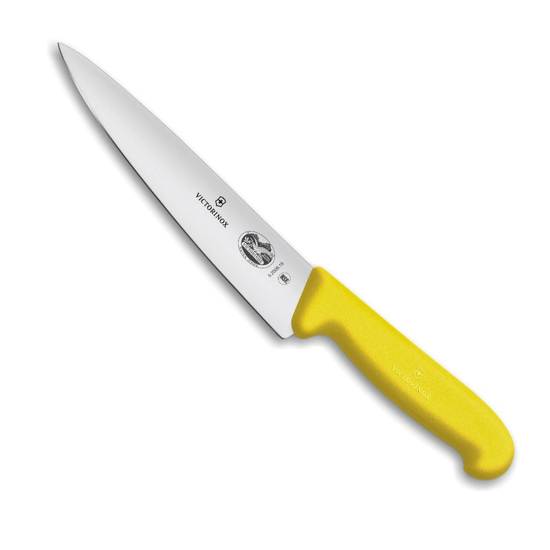 Victorinox Swiss Fibrox Carving Knife, Stainless Steel Vegetable & Fruit Cutting Straight Blade Knife, Yellow, 19 cm, Swiss Made