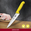 Victorinox Swiss Fibrox Carving Knife, Stainless Steel Vegetable & Fruit Cutting Straight Blade Knife, Yellow, 19 cm, Swiss Made