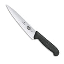 Victorinox Swiss Fibrox Carving Knife, Stainless Steel Vegetable & Fruit Cutting Wavy Blade Knife, Black, 19 cm, Swiss Made