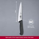 Victorinox Swiss Fibrox Carving Knife, Stainless Steel Vegetable & Fruit Cutting Wavy Blade Knife, Black, 19 cm, Swiss Made
