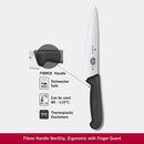 Victorinox Swiss Fibrox Carving Knife, Stainless Steel Vegetable & Fruit Cutting Wavy Blade Knife, Black, 19 cm, Swiss Made