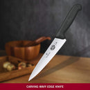 Victorinox Swiss Fibrox Carving Knife, Stainless Steel Vegetable & Fruit Cutting Wavy Blade Knife, Black, 19 cm, Swiss Made