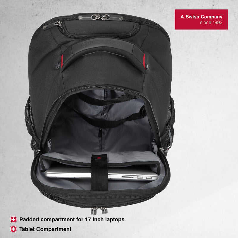 Wenger 18.5" Rolling Computer Backpack, 30 Litres, Black, Swiss Designed-blend of style & function