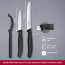 Victorinox Swiss Made Swiss Classic Stainless Steel Knife Set-11/8 cm Wavy/Straight Edge,Universal Peeler,Black