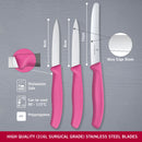Victorinox Swiss Made Stainless Steel Swiss Classic Kitchen Knife (Set of 3) Serrated and Straight Edge Knives, Pink