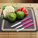 Victorinox Swiss Made Stainless Steel Swiss Classic Kitchen Knife (Set of 3) Serrated and Straight Edge Knives, Pink