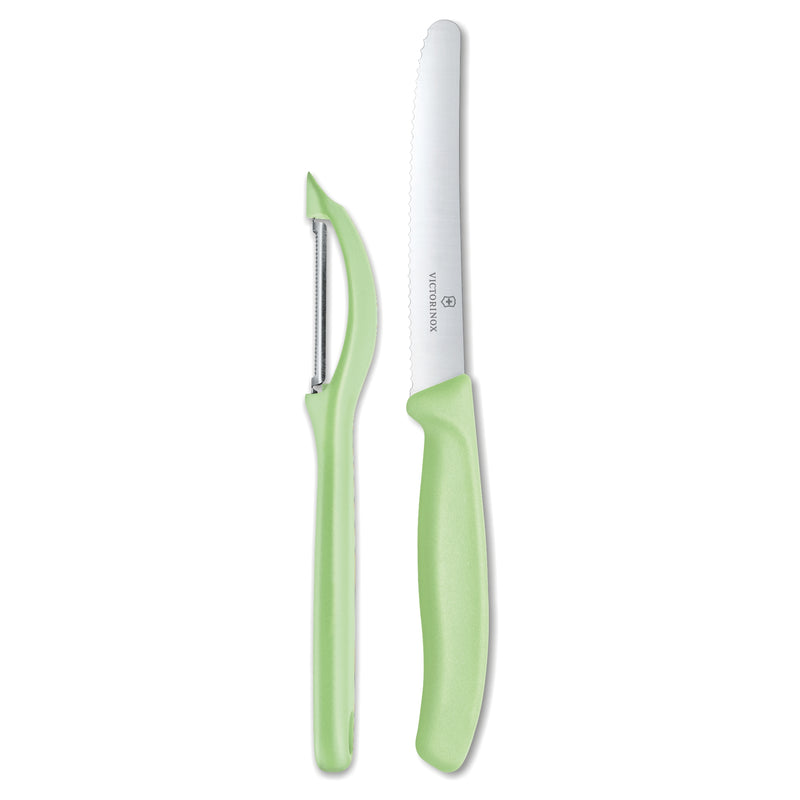 Victorinox Carbon Steel "Trend Colours Special Edition" 11cm Wavy Edge Knife/Peeler,Apple Green, Swiss Made
