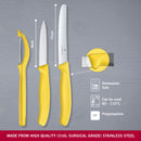 Victorinox Swiss Made Swiss Classic Kitchen Knife Set of 3-11/8 cm Wavy/Straight Edge,Universal Peeler,Yellow