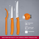 Victorinox Swiss Made Swiss Classic Kitchen Knife Set-11cm Wavy & 8 cm Straight Edge,Universal Peeler,Orange