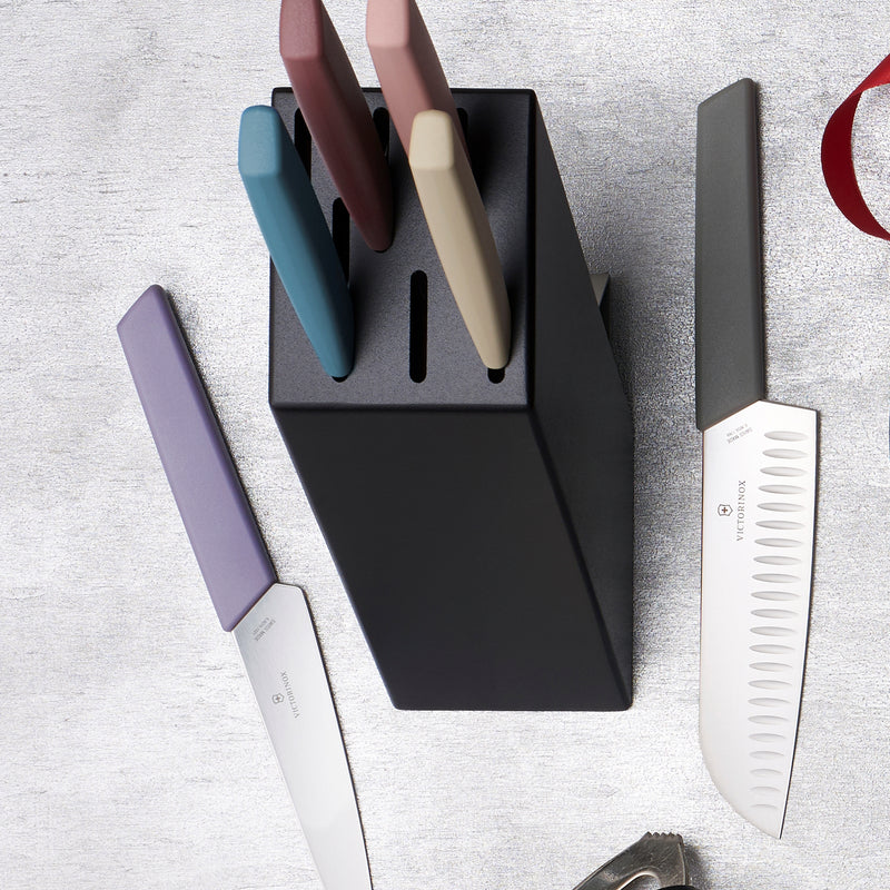 Victorinox, Swiss Modern Cutlery Block with 6 Knives & 1 Carving Fork, Multicoloured, Swiss Made