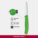 Victorinox Swiss Made Stainless Steel Kitchen Knife, "Swiss Classic" Serrated Edge, 8 cm, Green