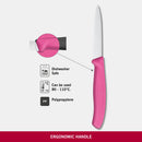 Victorinox Swiss Made Stainless Steel Kitchen Knife, "Swiss Classic" Wavy Edge, 8 cm, Pink