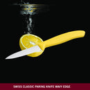 Victorinox Swiss Made Kitchen Knife, Stainless Steel Vegetable Cutting and Chopping Knife, Serrated Edge, 8 cm, Yellow