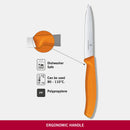 Victorinox Swiss Made Stainless Steel Kitchen Knife "Swiss Classic" Straight Edge,Beveled Tip,10 cm, Orange