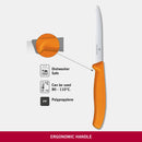 Victorinox Swiss Made Stainless Steel Swiss Classic Paring Knife, 10 cm, Serrated Edge with Pointed Tip, Orange, Multipurpose Knife