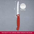 Victorinox "Swiss Classic" Folding Knife,11 cm Round Tip Wavy Edge, Red,Swiss Made