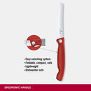Victorinox "Swiss Classic" Folding Knife,11 cm Round Tip Wavy Edge, Red,Swiss Made